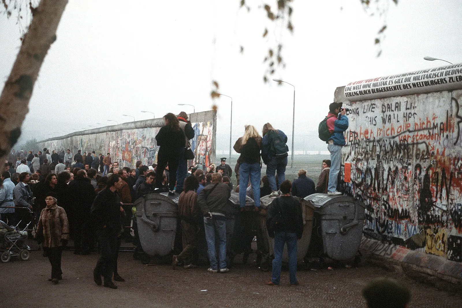 Crowds at the newly opened Berlin Wall, November 1989.